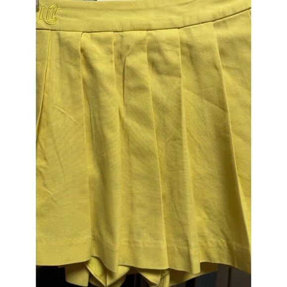 Mea Culpa Yellow Linen Cotton Pleated Mini Skirt Size Small Preppy Young Summer - Picture 10 of 10